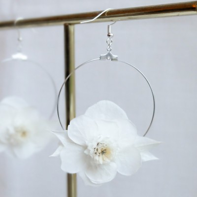 Créoles fleuries - boucles d'oreille en fleurs séchées