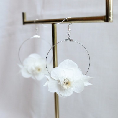 Créoles fleuries - boucles d'oreille en fleurs séchées