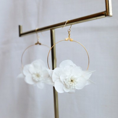 Créoles fleuries - boucles d'oreille en fleurs séchées