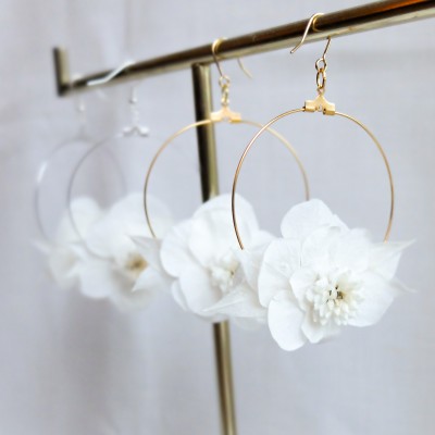 Créoles fleuries - boucles d'oreille en fleurs séchées