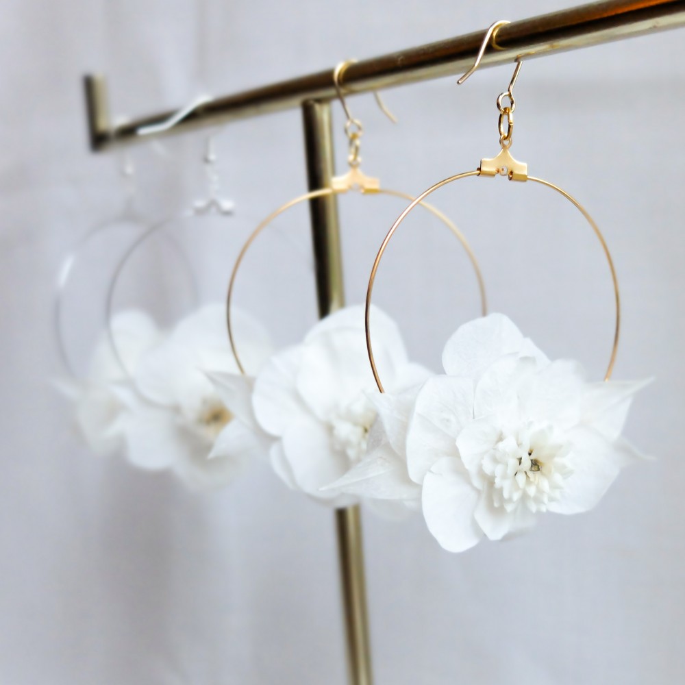 Créoles fleuries - boucles d'oreille en fleurs séchées