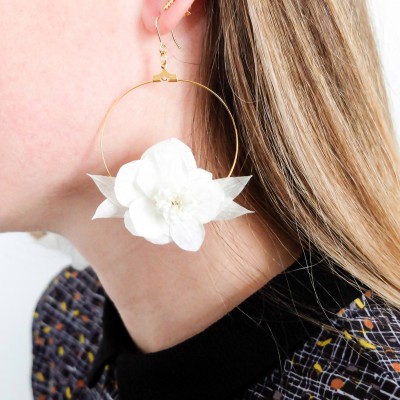 Créoles fleuries - boucles d'oreille en fleurs séchées