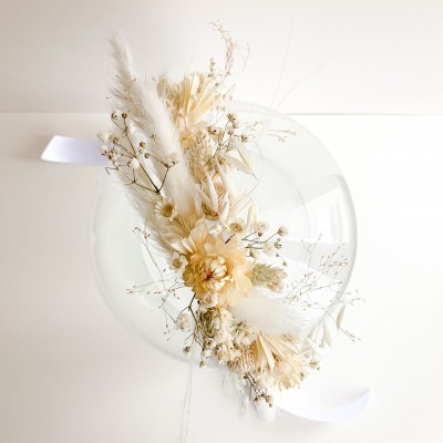 Ruban adaptable à tout chapeau en fleurs séchées blanches