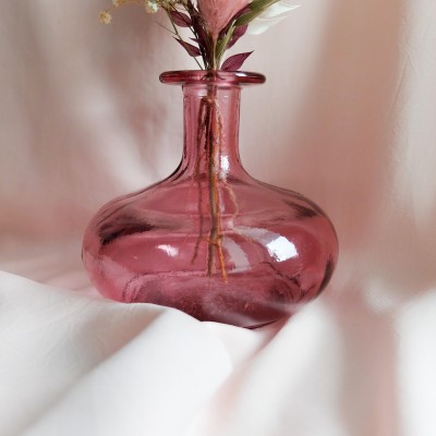 Bouquet de fleurs séchées et son vase en verre