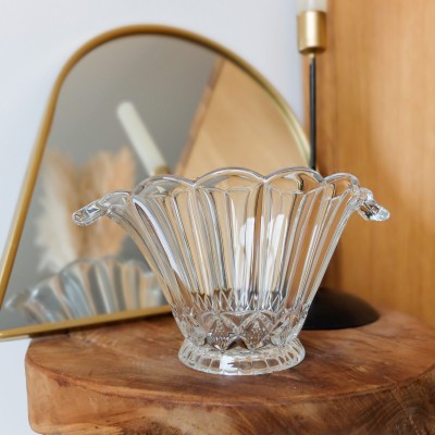 Coupe à fruits en verre texturé